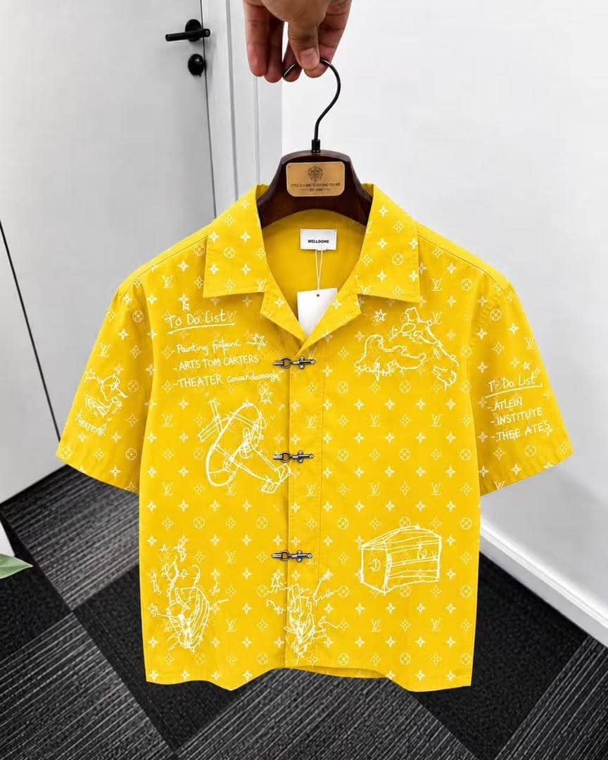 Wellcome Yellow Louis Vuitton Monogram Embroidered Shirt